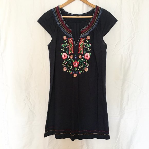 Linen blend boho dress, sz M - Picture 2 of 5
